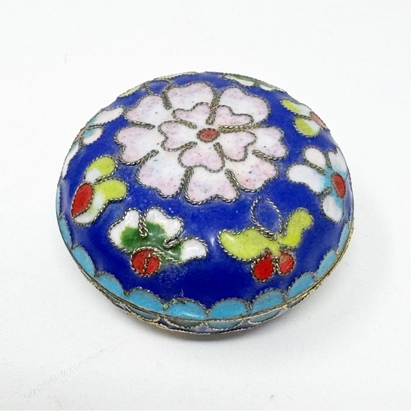 Chinese Cloisonne Crafts Hand Crafted Jewelry Trinket Box Floral - Picture 3 of 9